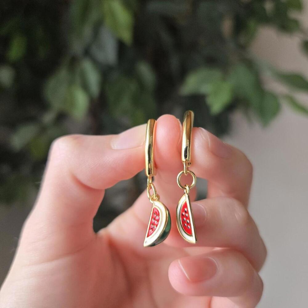 18k Gold Melon Hoop Earrings